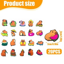 GVMJHYK Capybara Shoe Clips for Clog Shoes with Pins Set of 24 Charms and Metal Pin Accessories for Children Girls Boys Backpacks Clothing Gift School Animal Friends Decoration