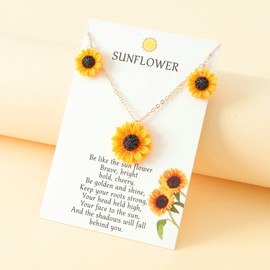 YALLNASL Gold Sunflower Necklace Gifts for Women Inspirational Gifts for Women Daughter Necklace for Best Friend Birthday Christmas Gift Sunflower Necklaces Sunflower Pendant Necklace