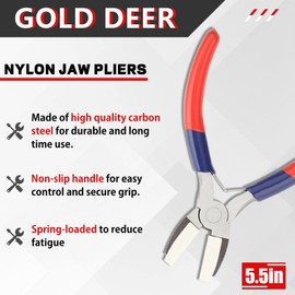 Gold Deer Nylon Jaw Pliers Flat Nose Pliers Jewelry Making Tools Wire Bending Pliers Soft Jaw Pliers for Beading Looping Shaping Wire Jewelry Making and Other Crafts