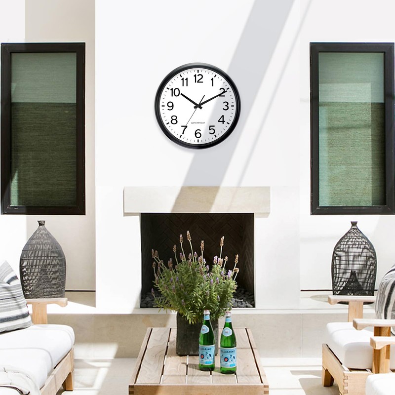 Caysie 16 Inch Sealed Large Outdoor Clock Waterproof, Silent Battery