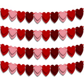 80 PCS Felt Heart Wedding Decor,Anniversary Decor,Love Themed Hearts Birthday Buntin Decorations Red,Valentines Day Banner Decorations,Valentines Garland,Galentines Day Decoration Wedding Party