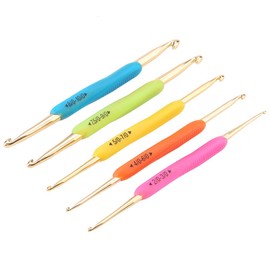 Juego de Agujas de Crochet de Doble Punta, Ergonómico, para Mesa, Mangos de Goma Suave con Agujas de Tejer de Aluminio de Primera Calidad, Colores Surtidos