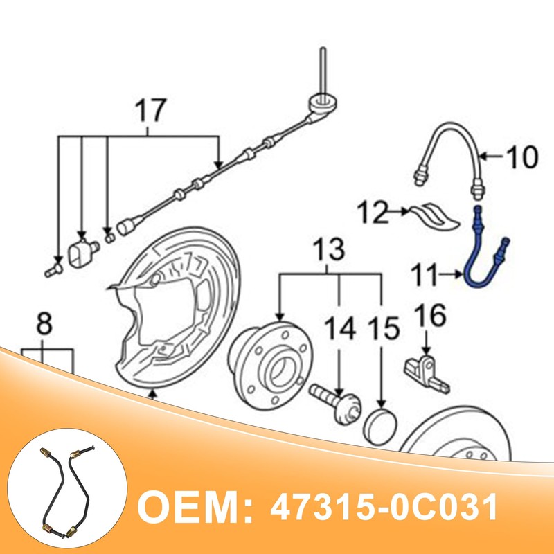 Yojunauto Front Brake tube Caliper To Flex Hose Compatible with