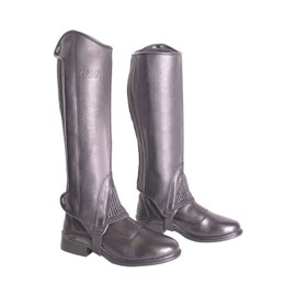 AK Oscar Real Leather Side Zip Equestrian Horse Riding Half Chaps AKRS-1650 (Black, 4XL)