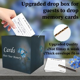 uhearem Funeral Guest Book Set, Celebration of Life Guest Book, Memorial Guest Book, Incldes 60 Memory Cards, 2 Pens, 1 Table Sign, 1 Card Box (Black)