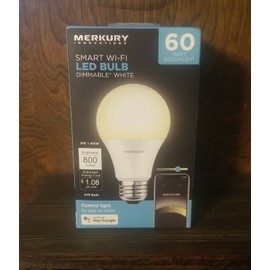 White Merkury Smart Wi-fi Led Bulb Dimmable White 60w Factory Sealed Not Opened