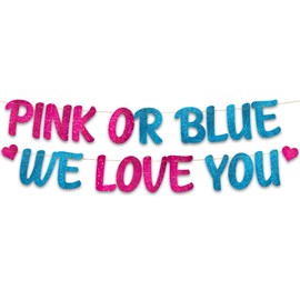 Gender Reveal Party Baby Shower Decorations - "Pink or Blue" Banner - Pregnancy Announcement