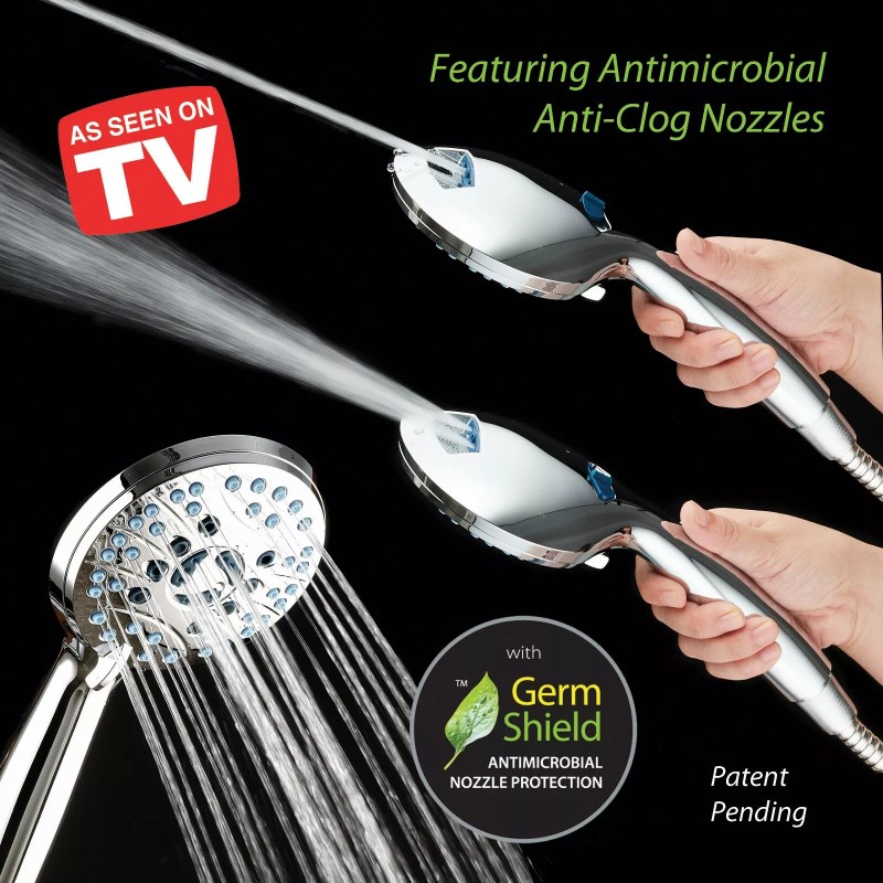AquaCare AS-SEEN-ON-TV Antimicrobial 50-mode 3-way Shower Combo with Built-in Power