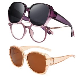 Oycjinxuan 2 Pcs fit Over Glasses Sunglasses Womens, Fashion Sunglasses Over Glasses, for Driving UV Protection Men and Wome Daily Use