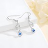 Music Note Drop Earrings 925 Sterling Silver blue heart Cubic