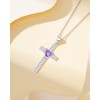 Calliora Birthstone Cross Necklace for Women, 925 Sterling Silver Heart