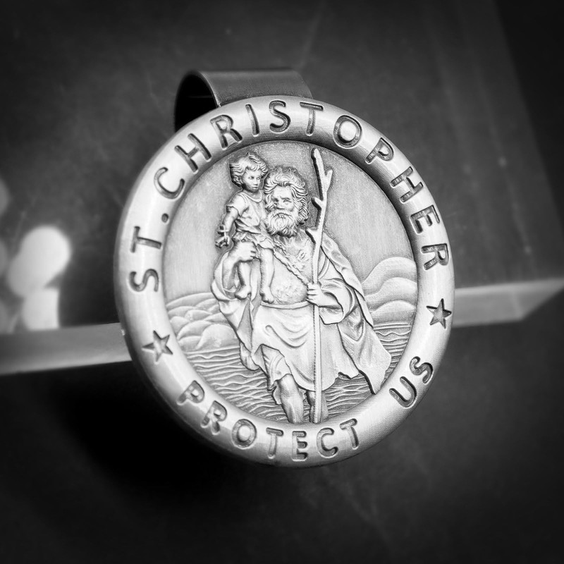 Anwlki Saint Christopher Medal for Car St Christopher Visor Clip