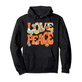 Love Peace Hippie Theme Party 60s 70s Outfit Men Women Kids Pullover Hoodie