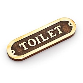 NKlaus Toilet Door Sign Brass / Wood Toilet Sign 16 x 5 cm Toilet Decoration Signs 11766