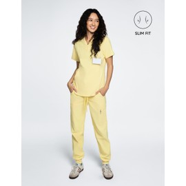 Acadia Women's Sporty Scrub Top – V-Neck, Hidden Pockets，High Stretch, Easy Care, Functional (US, Alpha, Medium, Regular, Regular, Sunshine)