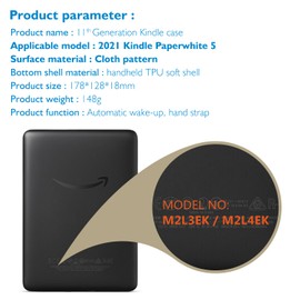 ERUNTO Case for 6.8 inch Kindle Paperwhite (11th Generation in 2022), Fabric Texture and Back Hand Strap, Magnetic Case with Smart Wake/Sleep Function (Starry Sky)