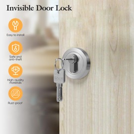 2PCS Single Cylinder Deadbolt, Round Deadbolt Lock with Keys, Zinc Alloy Security Door Locks for 35-50mm Bathroom, Bedroom, Entrance Door, Modern Passage Dead Bolt Interior and Exterior