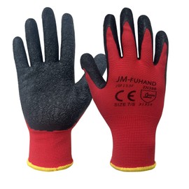 Latex Rubber Coated Safety Work Gloves-12 Pairs (X-Large, red)