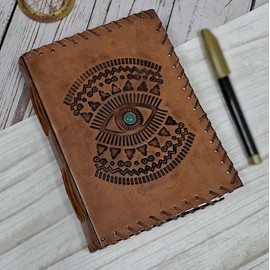 Purpledip Leather Journal 'The Eye': Vintage Design Diary Notebook (12450)