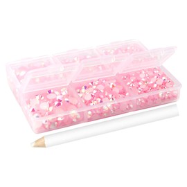 Multi Size 3mm 5mm Rhinestones Set for Nails Crafts Champagne Non Hotfix Nail Gems Jelly AB Round Flat Back Resin Rhinestones for Makeup Clothes Shoes Eyes Bottles Crafts