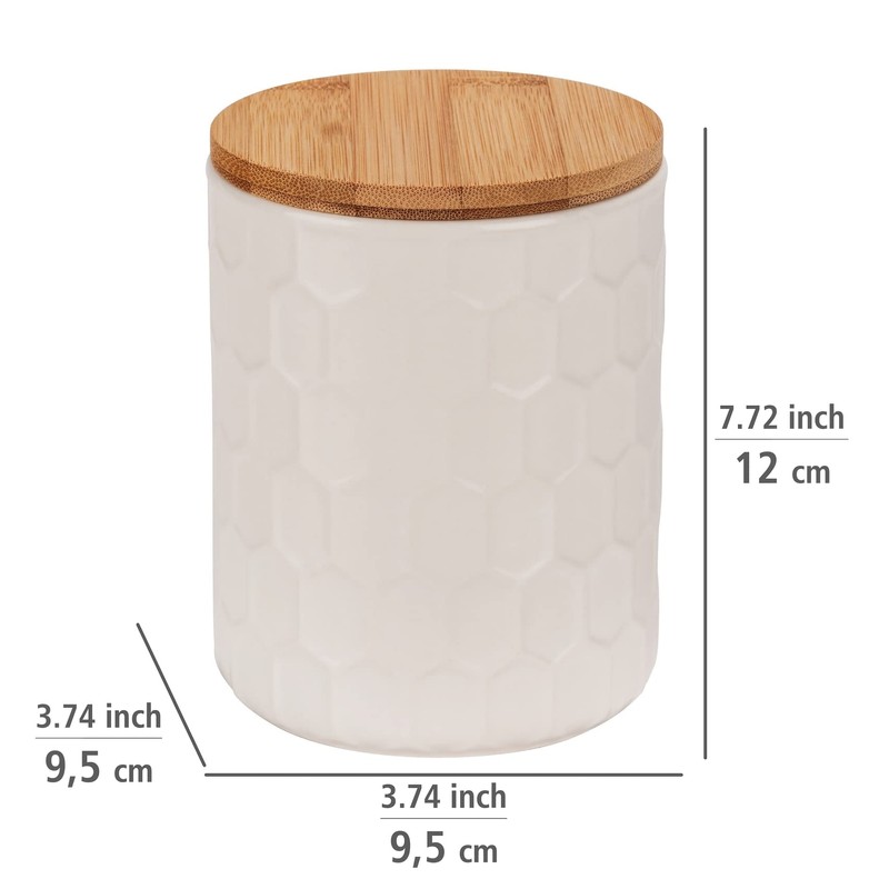 WENKO Maya Storage Tin Made of High-Quality White Ceramic with