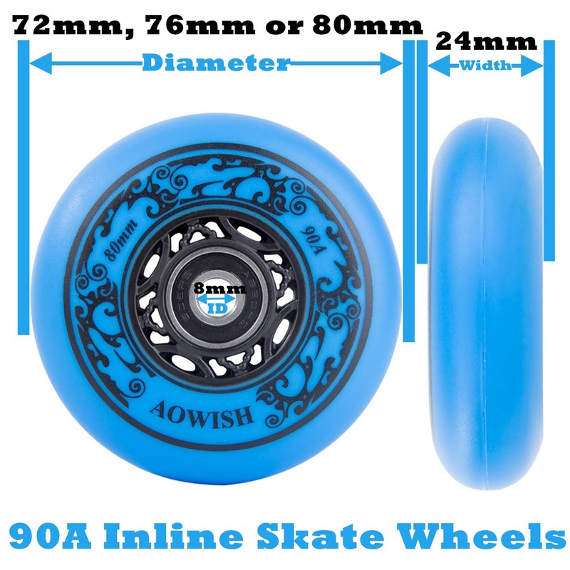 AOWISH 4-Pack Inline Skate Wheels Outdoor Asphalt Formula 90A Aggressive