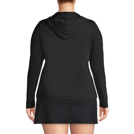 Lands' End Womens Hooded Zip Front Rash Guard Black Plus 3X