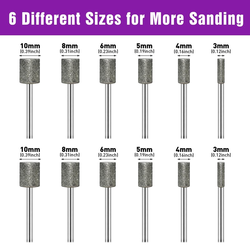 12PCS Diamond Grinding Bit Compatible with Dremel Rotary Tools, Stone