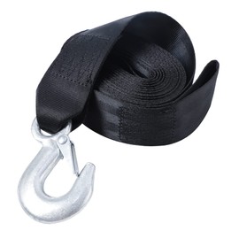 2 Inch by 20 Feet Trailer Winch Strap with Hook Heavy Duty Strap Replacement 10000 lbs Breaking Strength 3300 lbs Load Capacity for Boat,Jet Ski, Black(1 Pack)