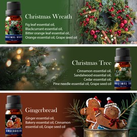 6 Pack Aromatherapy Essential Oils Diffuser for Home and Car Oil Diffuser Essential Oils Essential Oil Fragrance of Winter Essential Oil Gift Set Fragrance Oil for Candle Making 10ML Christmas