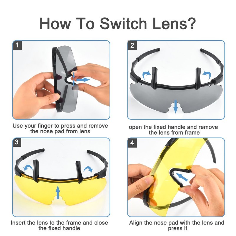 Feyachi Shooting Glasses with 3 Interchangeable Lenses, Anti-Fog and Scratch
