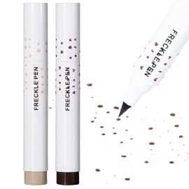2PCS Freckle Pen Set, Light Brown Dark Brown Freckle Pen Fake Freckles, Natural Long-Lasting Waterproof Makeup Pen for a Natural Sun-Kissed Makeup