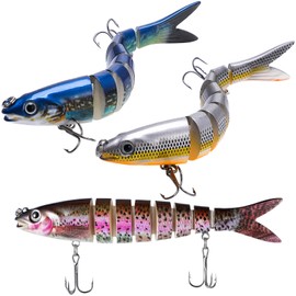 Newofview Set of 3 fishing lures, rubber fish lures, artificial bait wobbler, pike fish bait set for pike, perch, zander