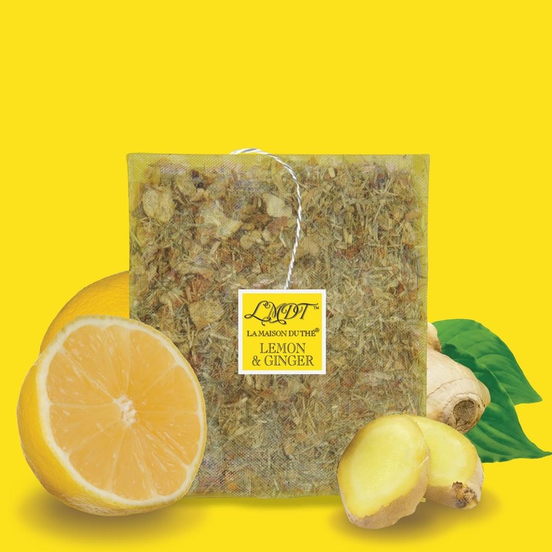 LMDT French Handcrafted Lemon & Ginger Tea. Enveloped Teabags, 100