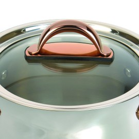 BergHOFF Ouro Gold 18/10 Stainless Steel 9.5" Stockpot 8.1 Qt. with Glass Lid, Rose Gold Handle, PFOA-free, Induction Cooktop, Fast, Even Heat