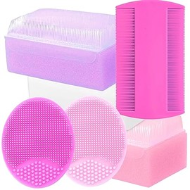 Cradle Cap Brush for Babies - Cradle Cap Treatment | Baby Sponge for Bathing | Baby Brush and Comb Set Newborn | Baby Comb & Scalp Scrubber (Set of 6 