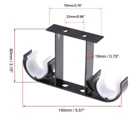 TOP-VIGOR 4Pcs Curtain Rod Bracket, Double Curtain Rod Holder, Heavy Duty Ceiling Curtain Pole Brackets Window Dressing Holder Ceiling Support for 26-29mm Drapery Rod, Black