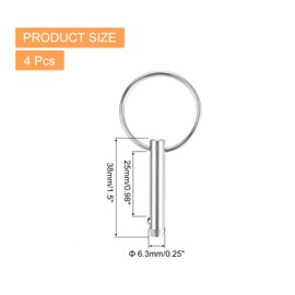sourcing map 4Pcs 6.3mmx25mm Quick Release Pins, 316 Stainless Steel Marine Hardware for Marine Mountain Seat, Ship Outfitting, Shipbuilding, Silver