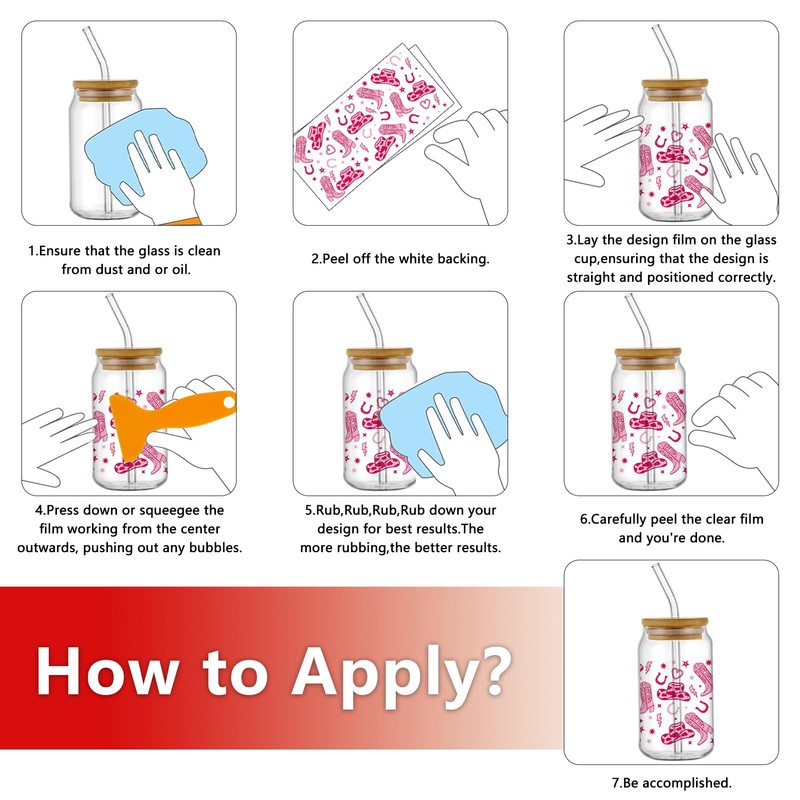 NICENEEDED 9 Sheets UV DTF Cup Wrap, Pink Rub on