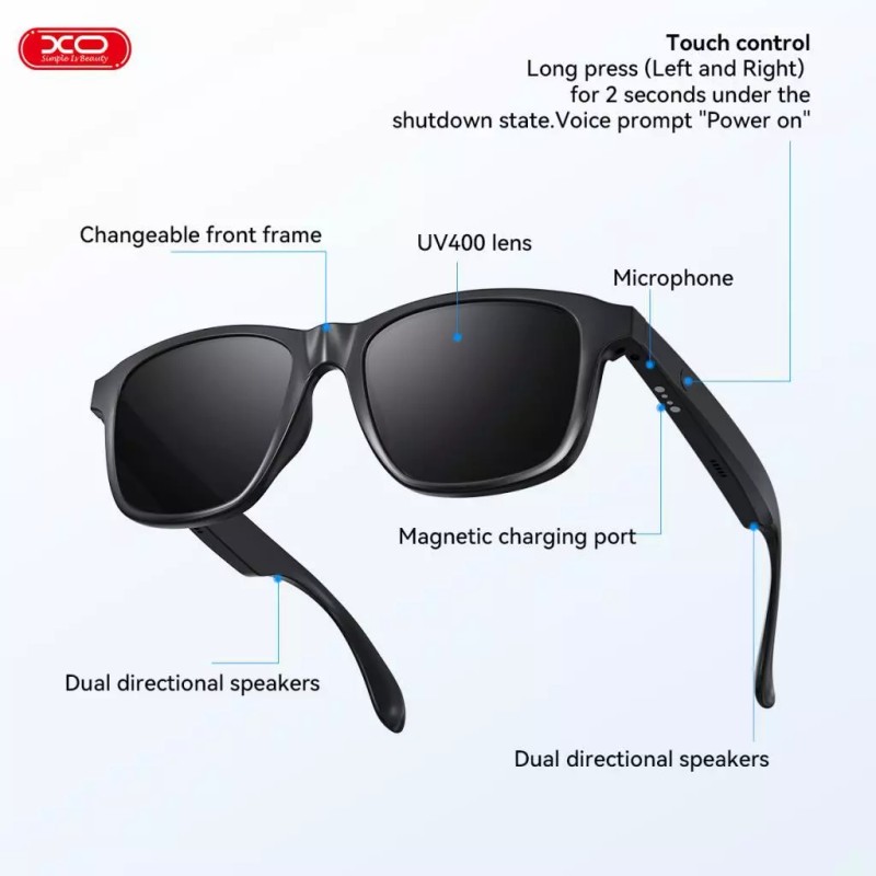 XO Men Smart Glasses Polarized Sunglass Audio Speakers Bluetooth Call