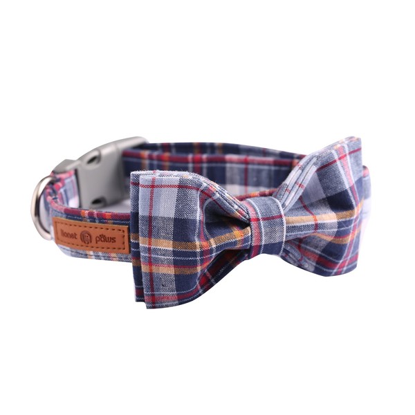 lionet paws Soft Cotton Bow Tie Dog Collar with Plastic
