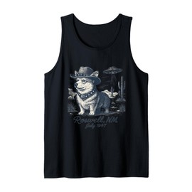 Cowboy Corgi UFO Encounter Roswell New Mexico Retro Style Tank Top