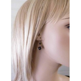 Pillar of Salt Studio Handcrafted Solid Copper Earrings with Black Onyx Gemstone (Antiqued Copper, 1" drop)