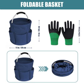 ELLECILA Cleaning Caddy with Handle, 18L Cleaning Basket, Portable Multi Cleaning organiser Caddy with a pair of gloves, Multi pocket Craft Bag Universal