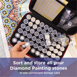 Crafts & Co® Diamond Painting Accessory Boxes | Diamond Painting Storage Box | 60 Pieces to Organise Your Diamonds | Diamond Painting Case | Bead Storage Box | Box Colour Green