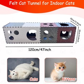18 PCS Cat Tunnel, DIY Transformable Peekaboo Cat Cave, Scratch-Resistant Felt Cat Tunnel, Felt Cat Hideaway Cave with Interactive Peek Holes