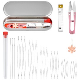 FIVEIZERO FIVEIZERO 21 Pieces Beading Needles Set, 6 Sizes Seed Beads Needles Big Eye Beading Needles Collapsible Beading Needles Set for Jewelry Making