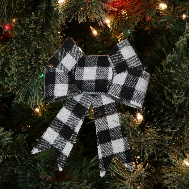 Iconikal Decorative Bows, 5 x 7 inches (White Buffalo Plaid)
