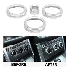 Air Conditioning Knob Ring,4Pcs A/C Knob Ring Trim Volume Adjuster Decor Replacement for R Evoque 2012 2018(Silver)