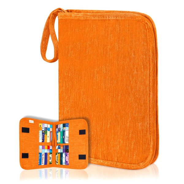Trading Card Binder compatible with Yoto Player Cards, 20 Pockets Carrying Cards Album, Storage Organizer Holder for Kids Game Cards, Orange